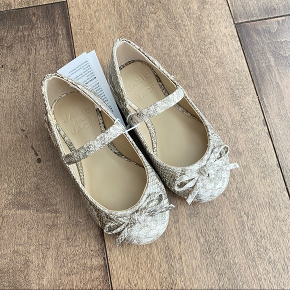 Janie and Jack Snakeskin Bow Flat Shoes Snakeprint - Picture 3 of 6